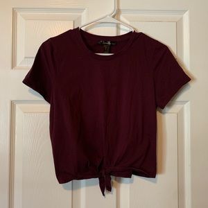 Maroon knotted crop top